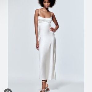 Zara Ivory Satin Slip Maxi Dress